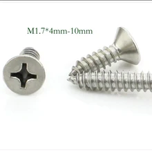 

1000pcs / lot,M1.7 * 4-10mm,304 stainless steel flat head tapping screws, Cross countersunk head tapping screws, free delivery