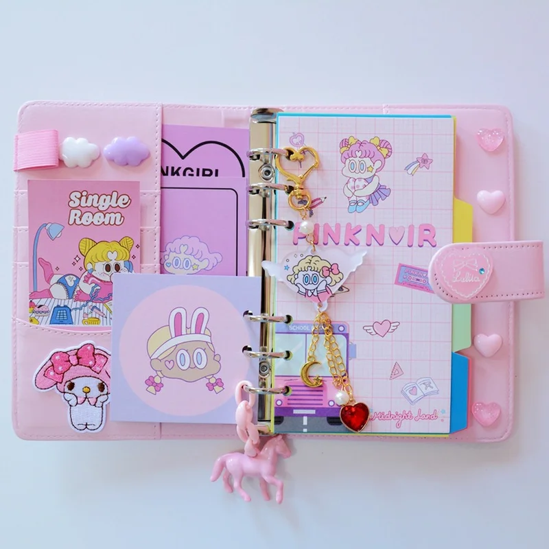 Cute Kawaii A6 Notebook макарон кожа сделай сам свободный листовой журнал дневник спираль