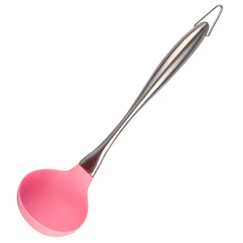 5Pcs/Set Pink/Black Stainless Steel Handle Silicone Cooking Tool Sets Egg Beater Spoon Spatula Kitchenware Kitchen Utensils Sets