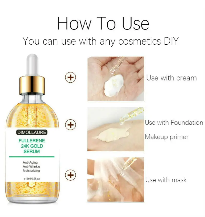 Dimollaure Fullerene 24K Золотая сыворотка шесть пептидов kojic кислота Сыворотка