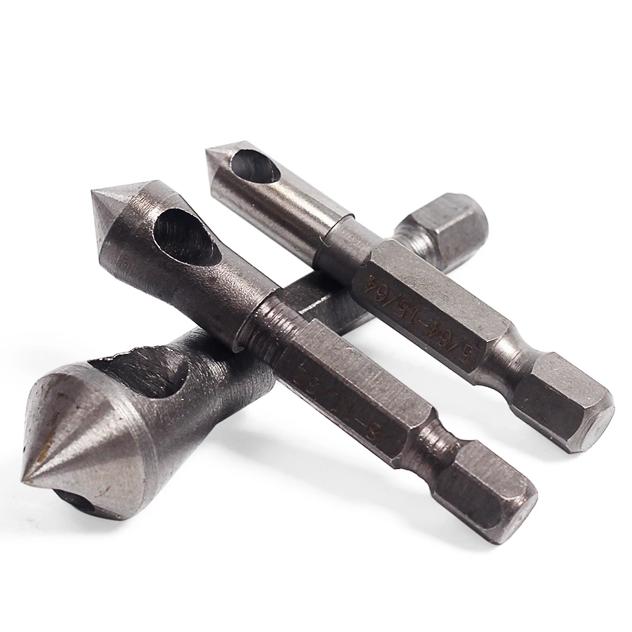 3PCS HSS Titanium Coated Countersink & Deburring Drill Bit Hand Tool