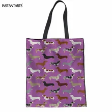 INSTANTARTS женщина большой многоразовые сумки для покупок милые животные одежда для собак/щенок шаблон Женская толстовка Эко сумки Повседневное сумки
