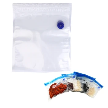

5pcs Reusable Vacuum Bag Food Storage Bags Zipper Kitchen Fresh-keeping 20x22CM