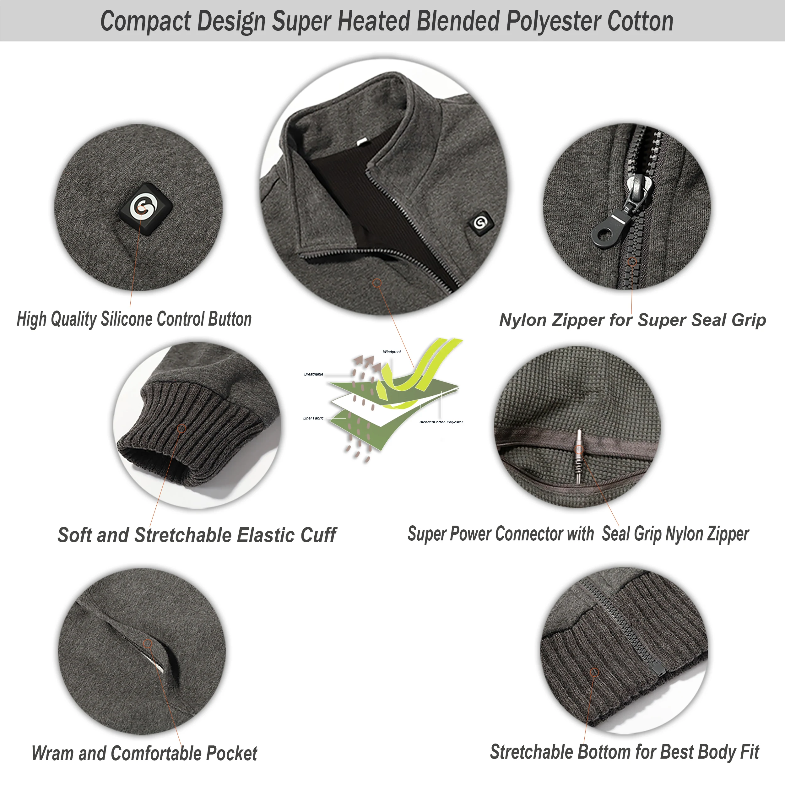 Jaqueta de Aquecimento Arquivo de Controle de Temperatura Temperatura de Pesca de Inverno Inverno para se Dia Esportes Lobo Criativo Novos Esportes Casaco Quente 3 de Pesca de Aquecer 7 High Quality Esporte e Lazer