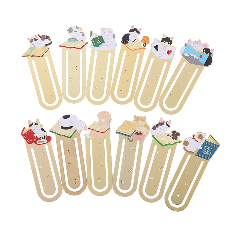 

Cute Cat Metal Bookmarks Clip Page Bookmark Cartoon Pottering Cat Book Mark Tool School Office Supplies Stationery