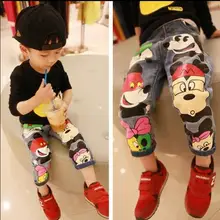 Детские джинсы-брюки для мальчиков от 2 до 9 лет, весенние джинсовые брюки с рисунком мышки для маленьких мальчиков модная детская одежда, джинсы детские джинсы для мальчиков