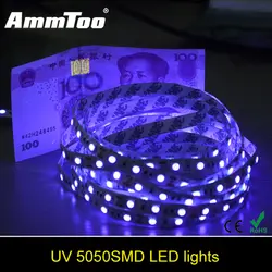 5 м 5050 УФ Ультрафиолетовое Светодиодные ленты свет DC 12 В 300LED-Водонепроницаемые гибкие светодиодные Клейкие ленты может определить деньги