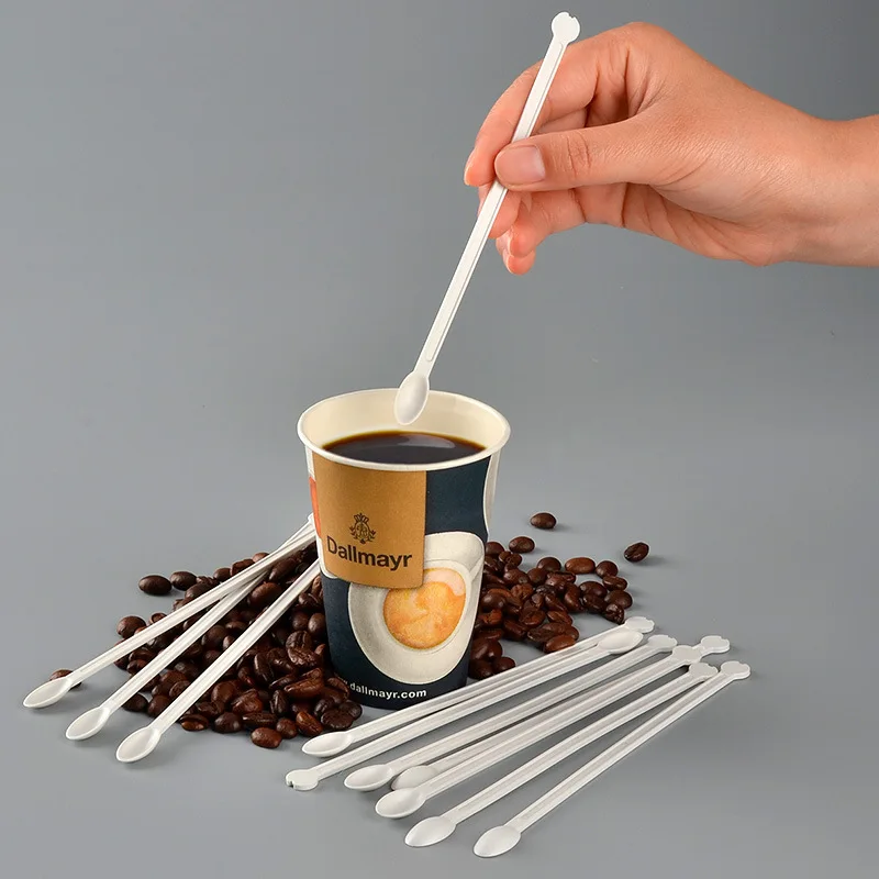 Food Grade Plastic Mixing Scoops Mini Coffee Dessert Stirring Rod White