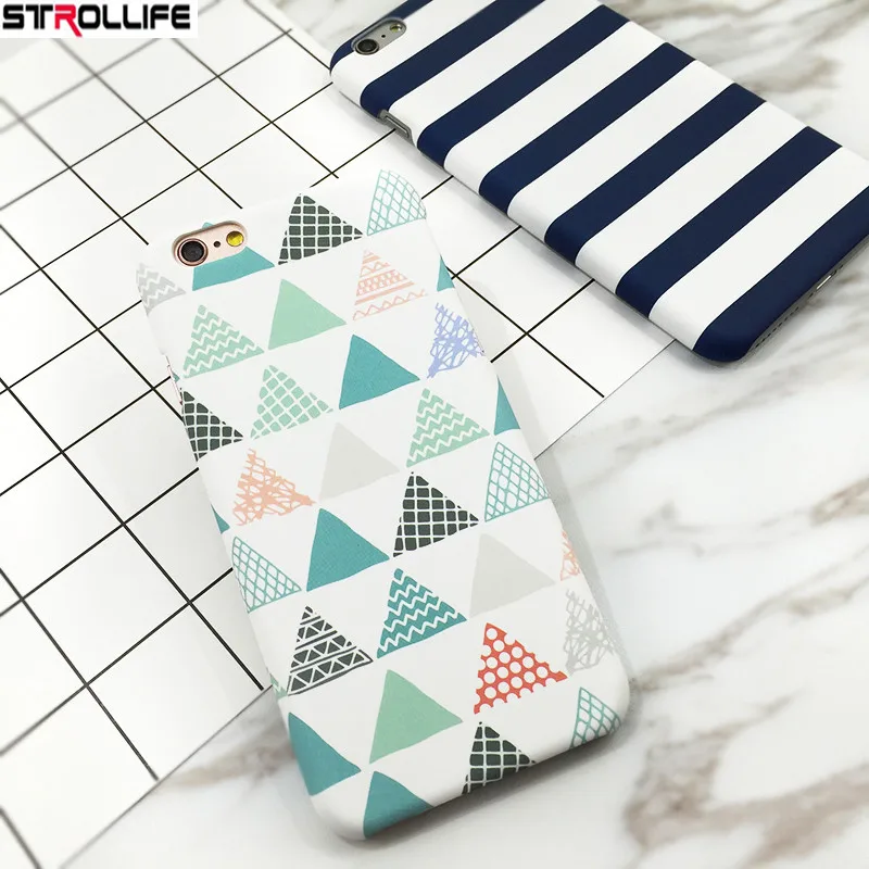 

Fashion stripe Grid Geometry Line Phone Cases For iphone 7 Case For iphone 7 6 6S Plus 5s Abstract Triangle Painted Hard Cover