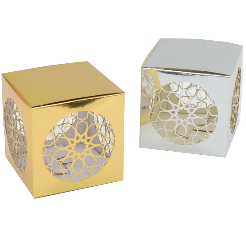

Happy Eid Mubarak Hollow Laser Engraved Paper Crafts Door Gift Hajj Ramadan Kareem Favor Sweet Boxes