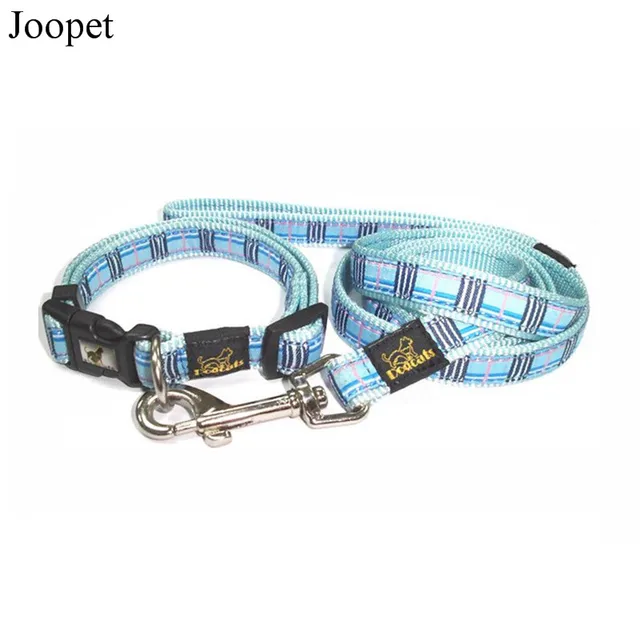 Smxl Size Plaid Blu Nylon Cane Collare E Guinzaglio Set Grande