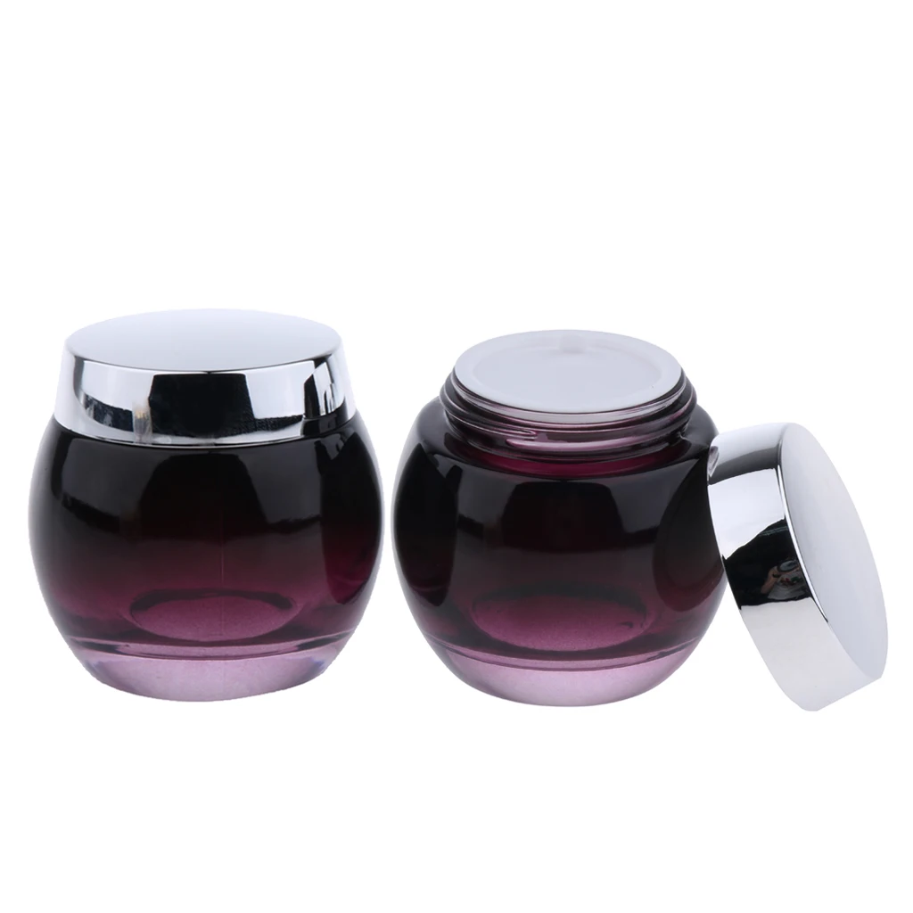 Sliver Lid 2 шт 120 г стеклянная банка для масок контейнеры для крема пустая косметическая бутылка для образцов-фиолетовый градиентный флакон для тела-многоразовый/многоразовый - Цвет: Sliver Lid