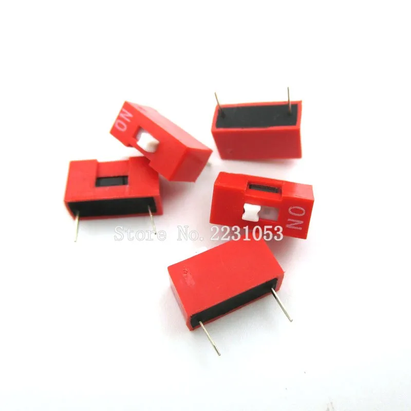 20PCS/LOT 1 Position Way DIP Red Pitch1P DIP Switch 2.54mm Pitch 2 Row Slide DIP Switch lighted single pole switch