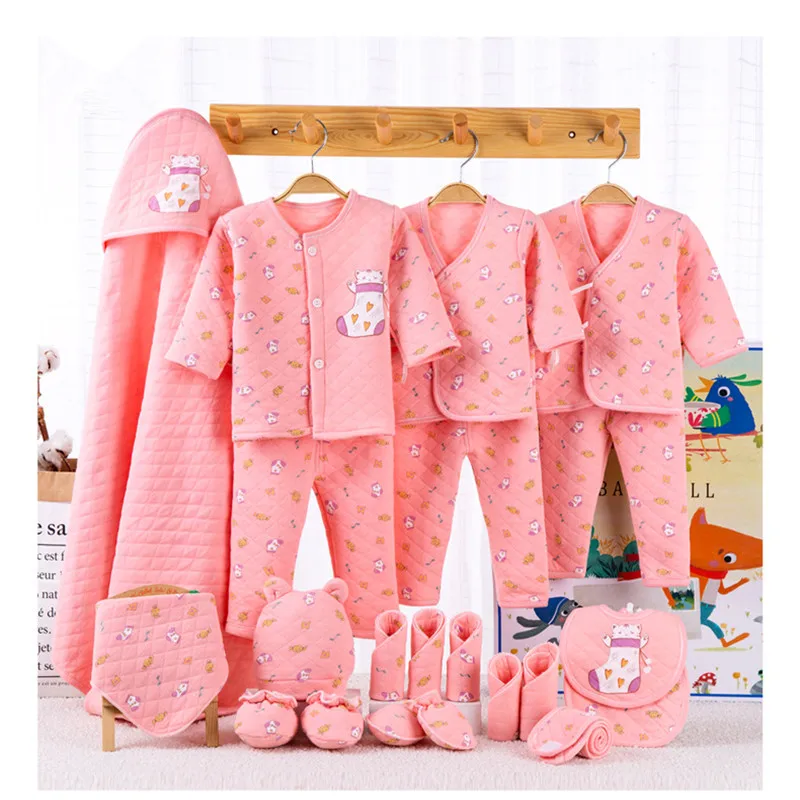 

2019 Newborn Set Baby Clothes For Autumn Winter Full Cartoon Thick Baby Girl Clothes Infant Clothes Baby Cotton
