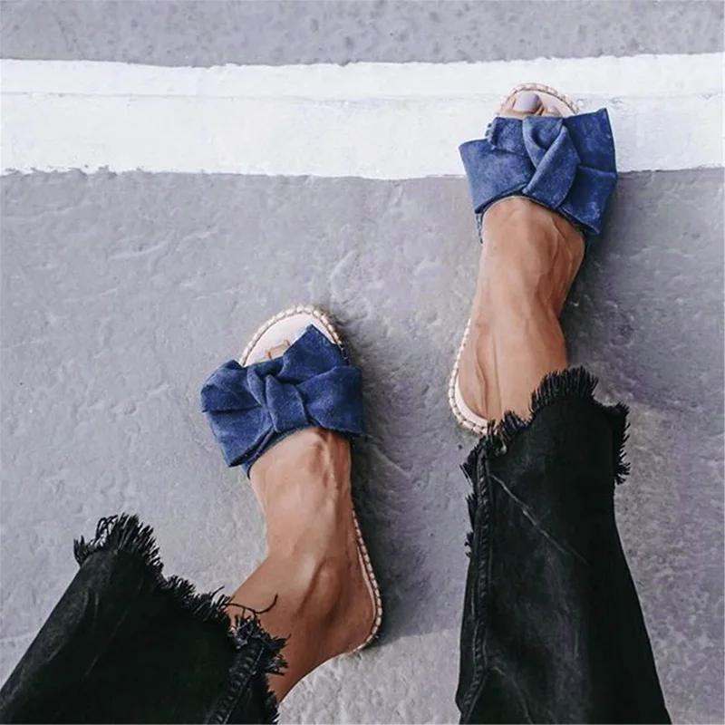 

ADISPUTENT Torridity Woman Shoes 2019 Fashion Slippers -Slip Wedges Heel Sandals Outdoor Flats Shoes Bow Tie Slippers