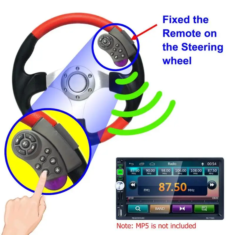 Универсальный Автомобильный руль, беспроводной пульт дистанционного управления, 11 кнопок для автомобиля, мультимедийный автомобильный CD DVD MP5 плеер