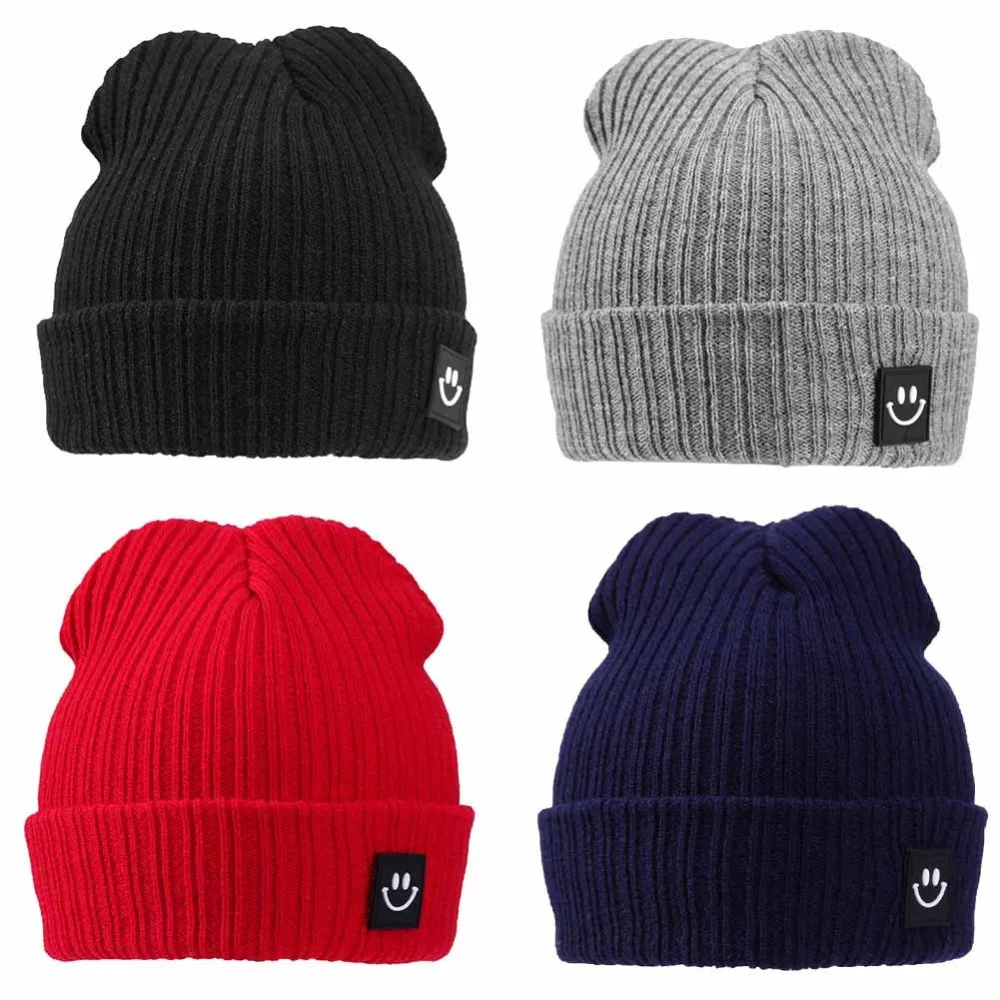 Children Hat Winter Warm Kids Comfortable Knitted Hat Smile Face Solid Cap Earflap Beanie Crochet Baby Boys Clothes Girls Hats Children Hat Winter Warm Kids Comfortable Knitted Hat Smile Face Solid Cap Earflap Beanie Crochet Baby Boys Clothes Girls Hats