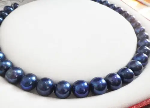 

~~ bjc>>natural south sea genuine black blue round pearl necklace Discount AAA
