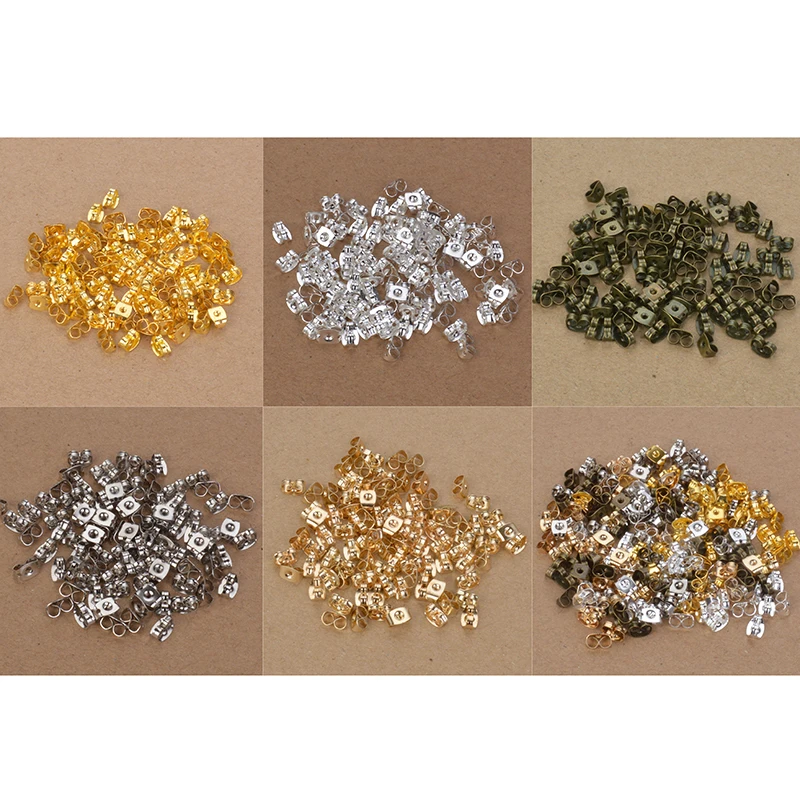 

100pieces Stainless Steel Earring Back 4x6mm Silver Tone Metal Earback Earring Stopper for Findings Diy Jewelry Making
