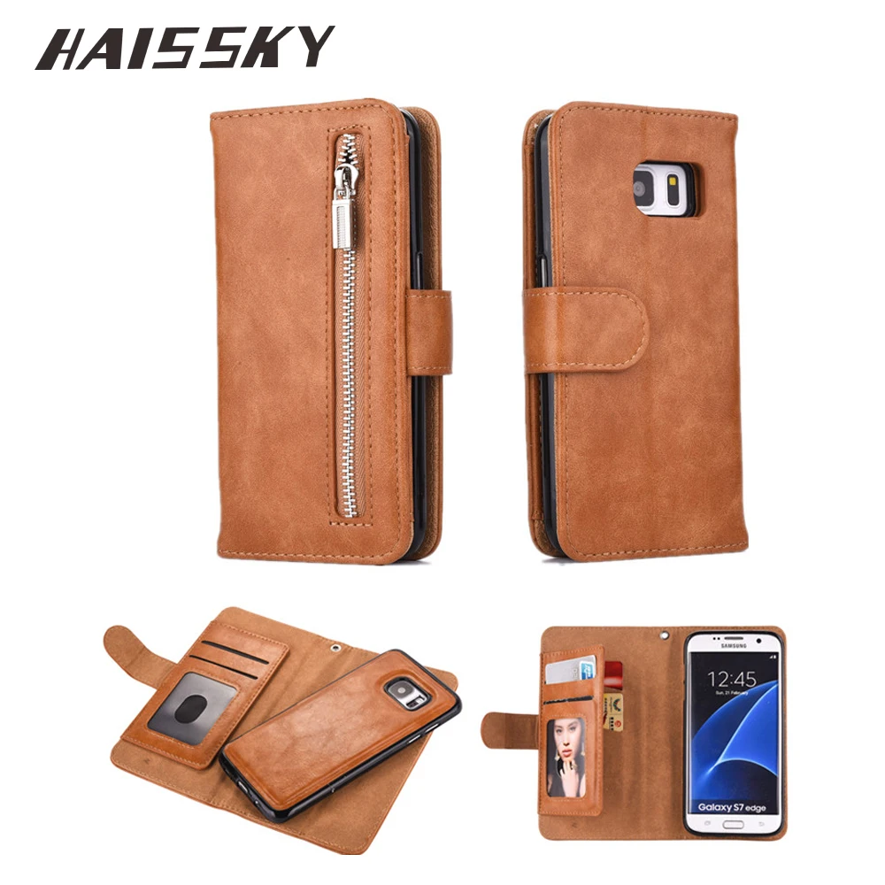 

Haissky Zipper Wallet Leather Case For Samsung Galaxy S8 Plus S7 edge Note 5 J3 J5 J7 A3 A7 A5 2017 US Version Phone Case Cover