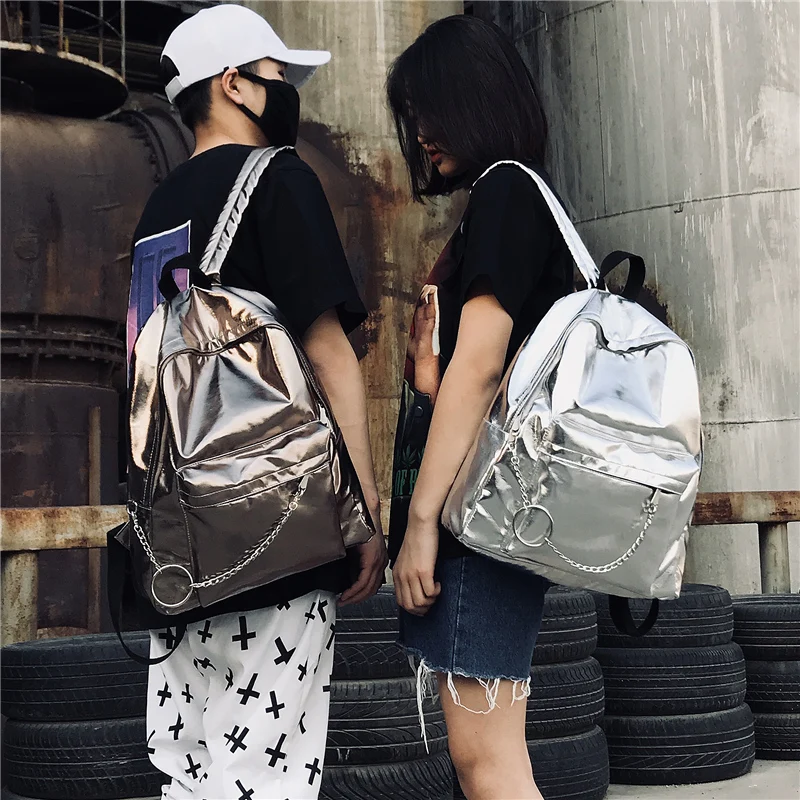 Mochila holograma láser de moda de marca famosa, Mochila holográfica de cuero PU de plata para mujeres, Mochila escolar para colegialas Mochila holograma láser de moda de marca famosa, Mochila holográfica de cuero PU de plata para mujeres, Mochila escolar para colegialas