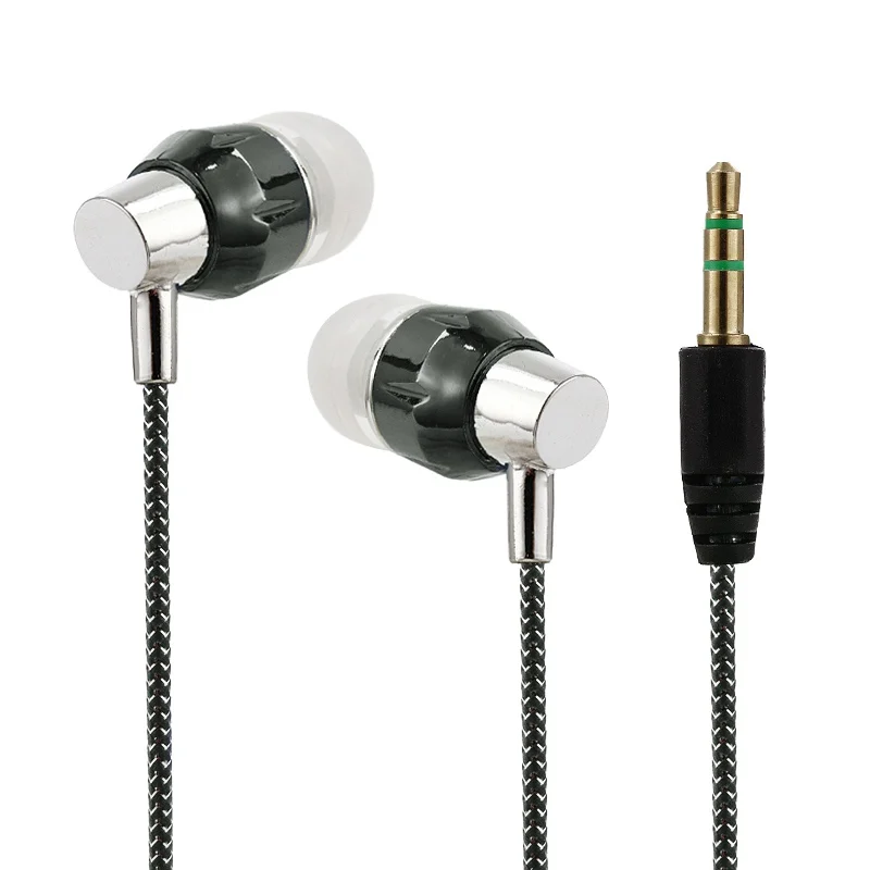 3.5mm In ear Woven Cloth Cord Earphone Stereo Bass Music Earphone for