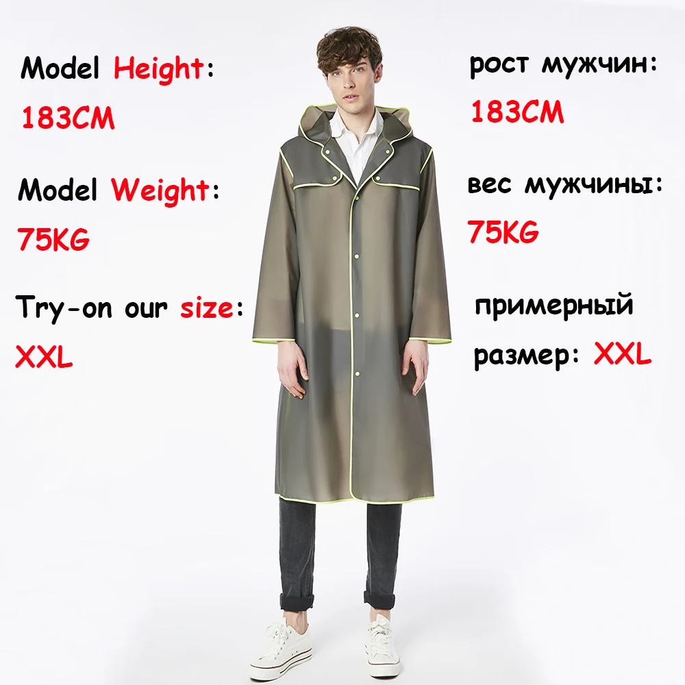 Adult Men Women Long EVA Thick Rainwear Universal Rain Coat Waterproof Poncho Hiking Tour Raincoat Hooded Free Shipping - Image 2