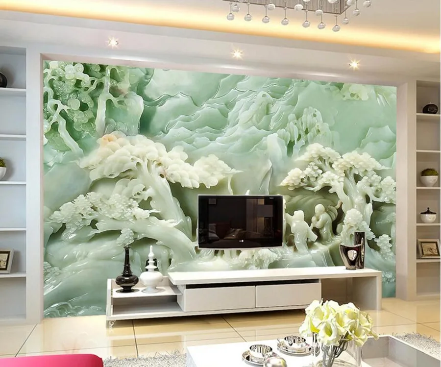 

Chinese jade carving painting 3d wallpaper,restaurant living room TV backdrop sofa wall bedroom large murals papel de parede