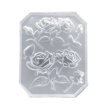 

New Mirror DIY Handmade UV Crystal Epoxy Mold With Leaf Big Rose Jewelry Pendant Accessories