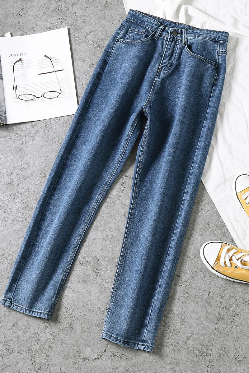 Размера плюс джинсы для женщин в стиле бойфренд со средней талией джинсовые штаны серые синие свободные шаровары Женская одежда уличный стиль уличная одежда