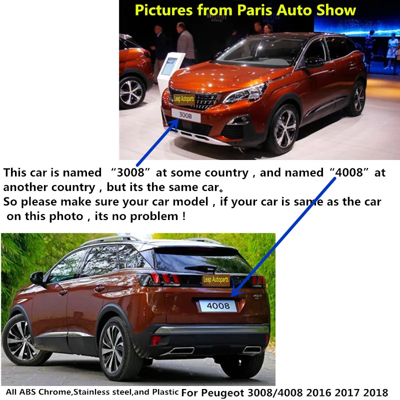 For-Peugeot-3008-4008-2016-2017-2018-cover-protection-detector-sticks-frame-lamp-trim-ABS-chrome