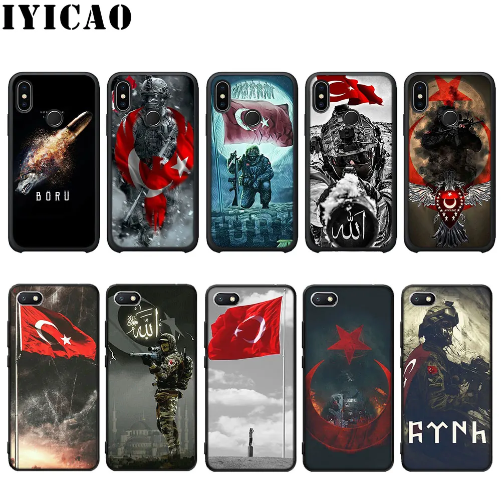 IYICAO Turkey Flag Soldier Silicone Case for Xiaomi Mi 6 8 A2 Lite A1/5X A2/6X 9 9SE MAX3 CC9E CC9 9T A3 Pro Cover |