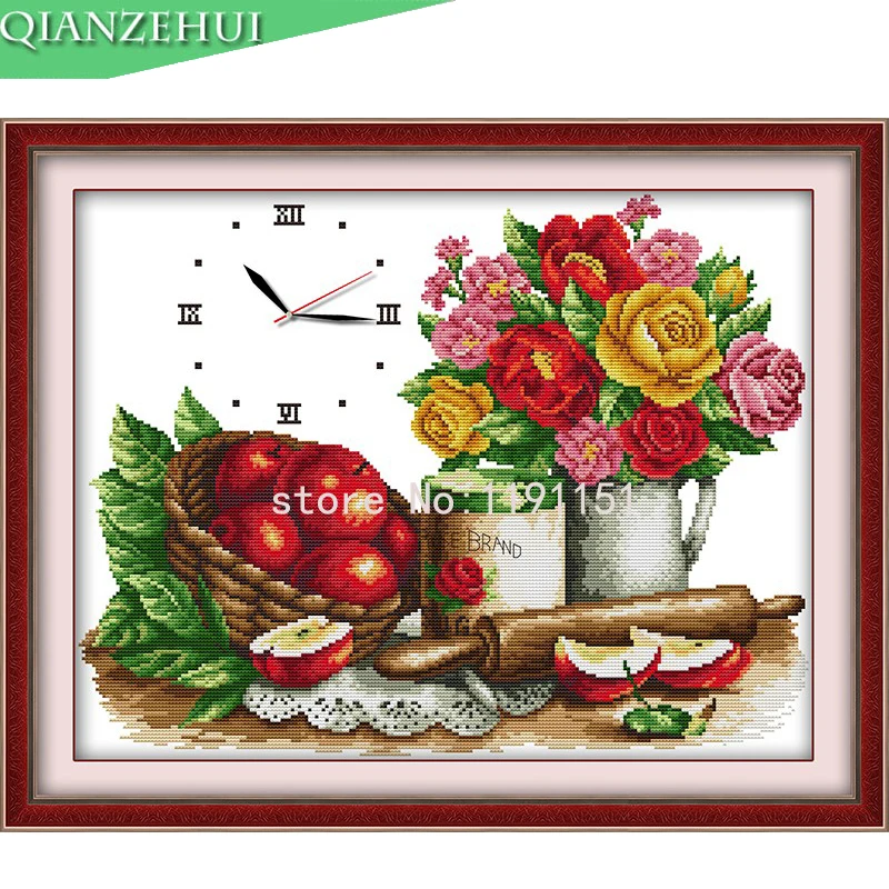 

QIANZEHUI,Needlework,DIY Precision printing Flowers & fruit Cross stitch,Sets For Embroidery kits Cross-Stitching,Wall Decro