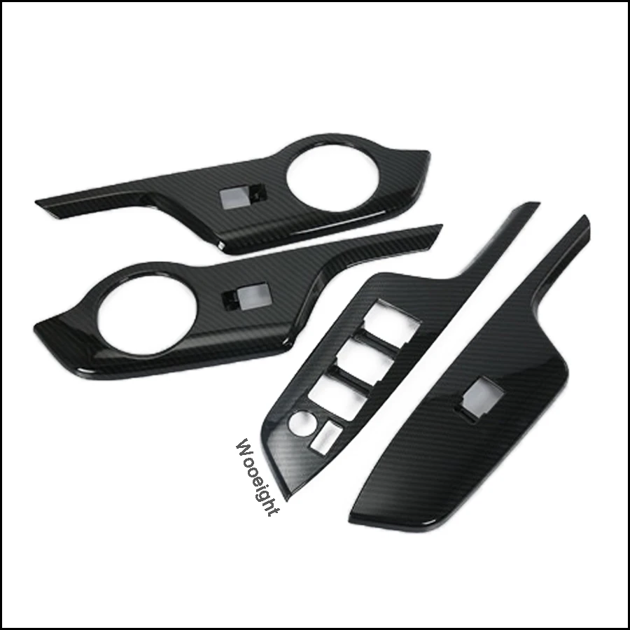 4Pcs Car Carbon Fiber Door Handle Window Button Lift Cover Trim For Toyota C-HR CHR 2017 2018 Inner Door Styling Frame (4)