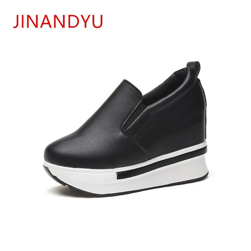 

Hidden Heel White Sneakers Loafers 2019 Spring New Student Platform High Heel Ladies Casual Black Shoes Woman Fashion Sneakers