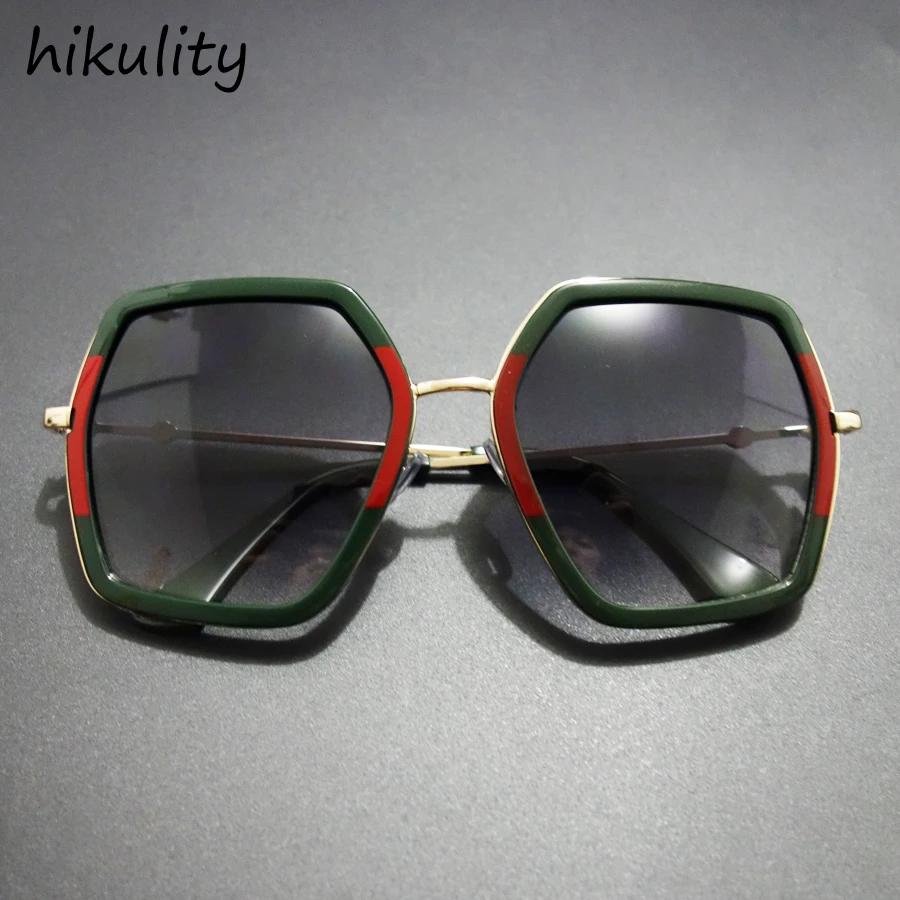 

86204 Luxury Polygon Sunglasses Women Vintage Gradient Shades Ladies Oversized Brand Designer Sun Glasses Female Lunette Femme