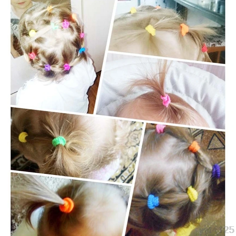 100 шт. цветные Детские держатели для волос, милая резинка для волос, эластичные аксессуары, Детская повязка для волос для девочек, держатель для конского хвоста