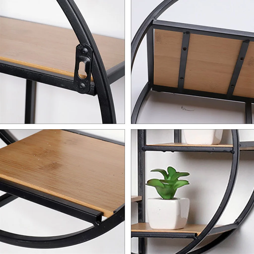   Black Iron Metal Wall Mounted Shelf Display Chic Floating Storage Unit Rack Display Stand Art Display