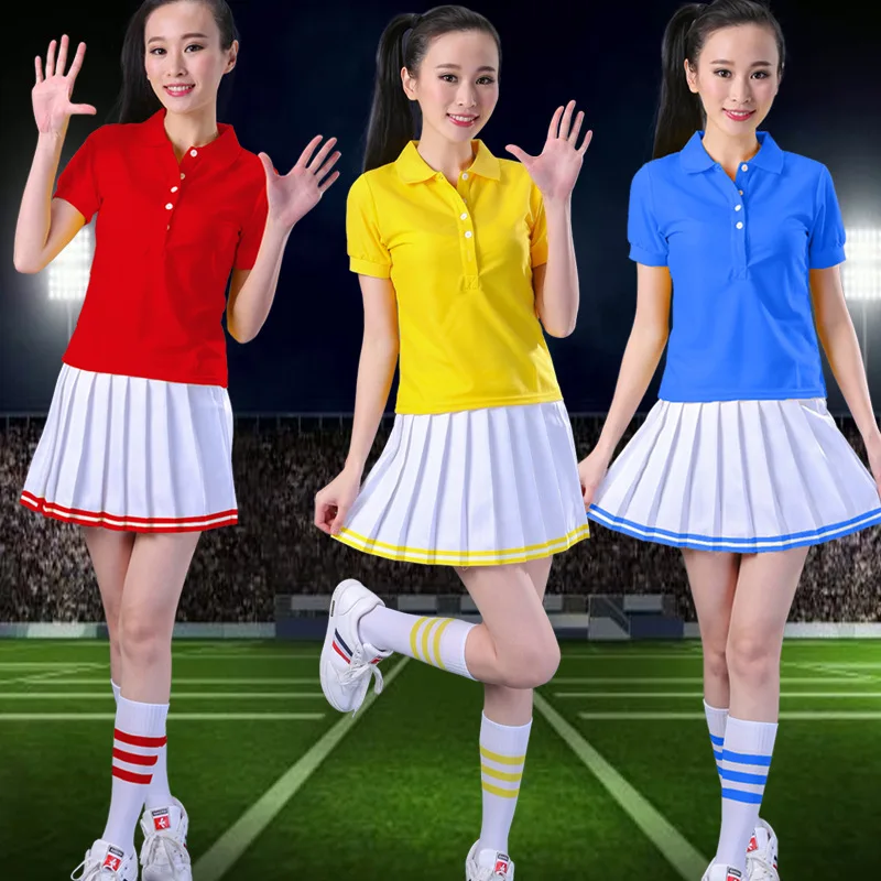 كرة القدم الطفل التشجيع زي الأداء اللباس المشجع زي التمارين الرياضية الفتيات المرأة زي مجموعة الرقص ملابس رياضية