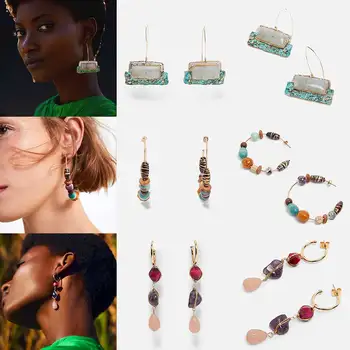 

JUJIA ZA Big Round Circle Dangle Drop Earrings Women Boho Ethnic Colorful Beads Hanging Earrings Handmade Statement Jewelry
