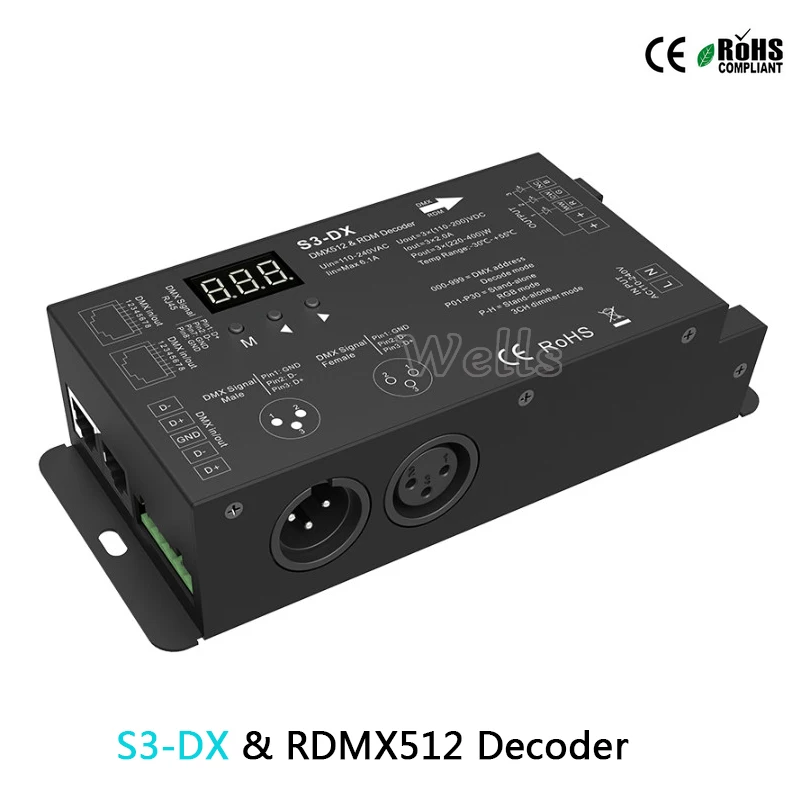 Высокое напряжение Led DMX512 декодер AC110-240V RGB DMX 512 декодер 3CH* 2A led контроллер и R9 27 ключ SPI пульт дистанционного управления