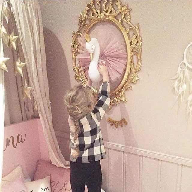 Cute 3D Swan Wall Hanging Nursery Animal Heads Wall Mount Decoration Kids Room Swan Stuffed Toys Baby Girls Bedroom Accessories 2