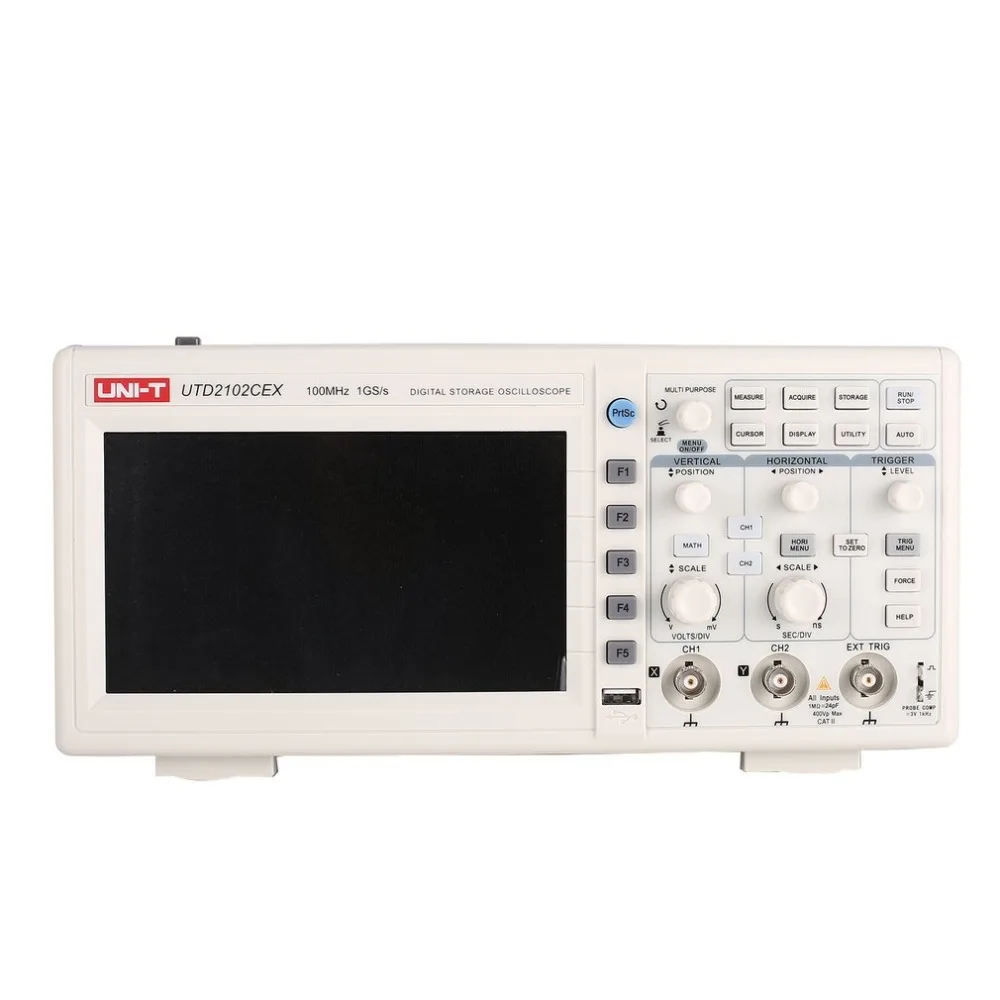 

UNI-T UTD2012CEX Digital Storage Oscilloscope 2CH 100MHz Bandwidth 7 Inch TFT 1GS/s USB Osciloscope Meter