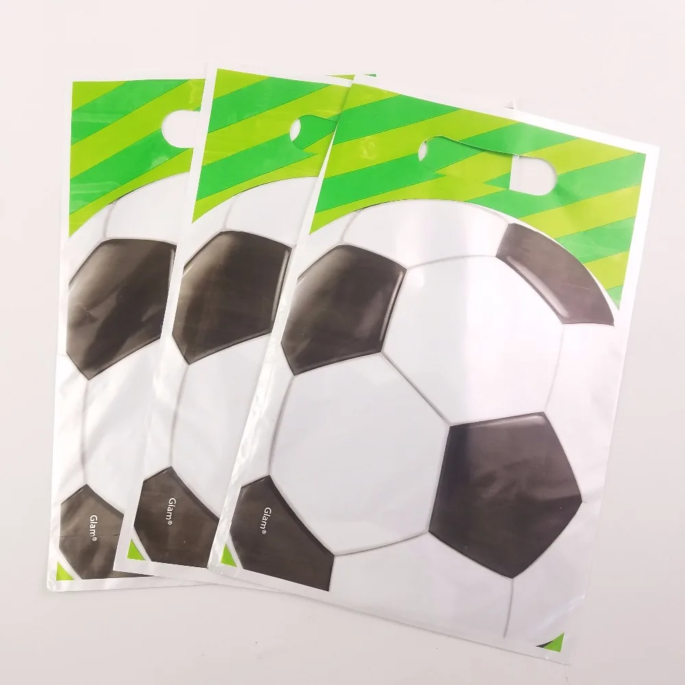 

10PCS/lot Disposable Plastic Football Theme Gift Bag For World Cup Children"s birthday Party Decoration supplies