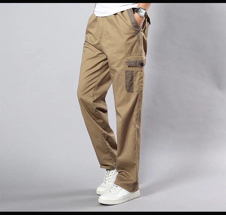 Большие 5XL 7XL 8XL мужские брюки карго больших размеров 9XL 10XL стрейч брюки осенние карманы хаки 50 Военный стиль сафари прямые брюки