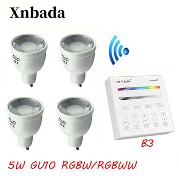 

5W LED Bulb GU10 RGBW RGBWW MiLight Dimmable 2.4G Lamp Light + 3V B3 RF Wireless LED Remote Control Spotlight Light AC86-265V