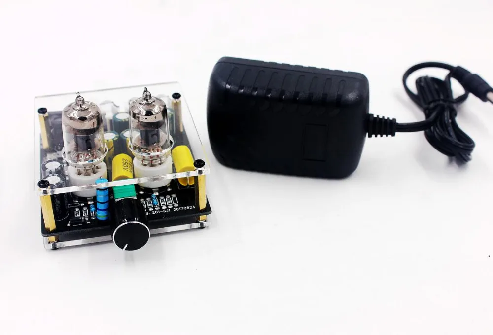 US-Plug Lazmin DC12V Valve & Vacuum Tube Pre Amplifier Stereo HiFi Audio Mini Buffer Preamplifier Decoder Effector Black 
