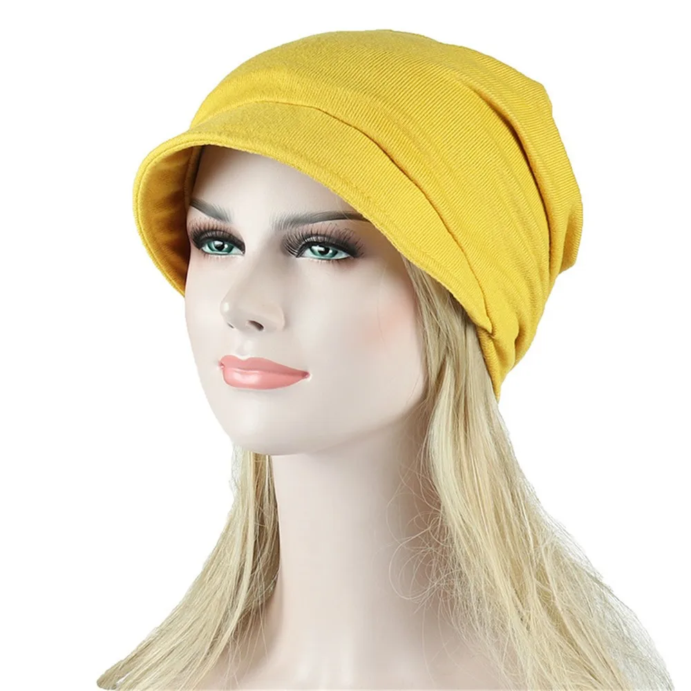 Женская Мужская короткая твердая шляпа Зимняя Повседневная унисекс Индия мусульманский Эластичный Тюрбан шляпа шапки для женщин потеря головной платок, шарф# LR2