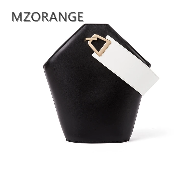 

MZORANGE 2018 New unique design Women Bucket Bag 100% Genuine Leather Handbag Simple Fashion Lady Tote shoulder crossbody bag