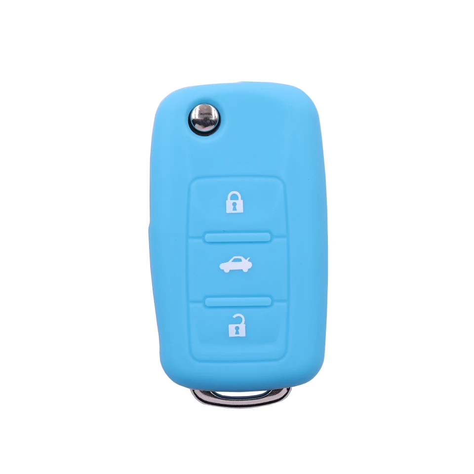 5 цветов, 3 кнопки, силиконовый чехол для автомобильного ключа, чехол для пульта дистанционного управления для Volkswagen VW, серия, автостайлинг - Цвет: Sky Blue